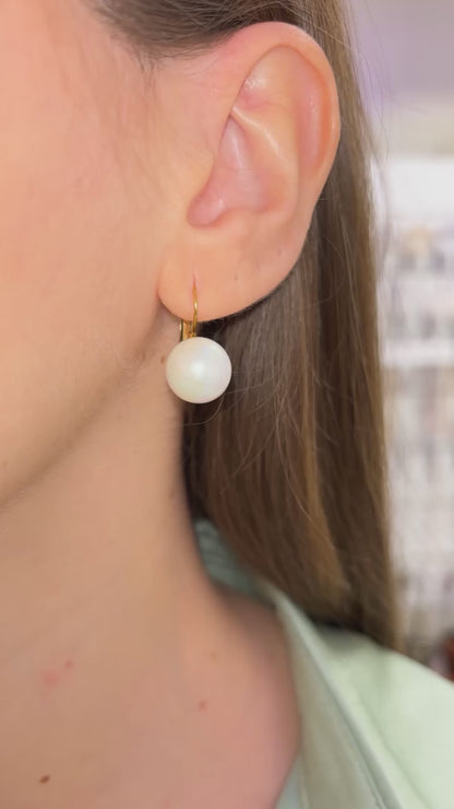 ORECCHINI PERLA PENDENTE ORO 12 MM