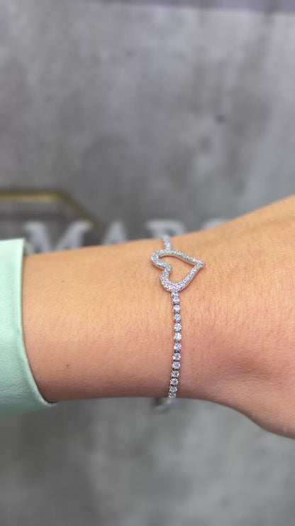 BRACCIALE TENNIS CUORE ARGENTO