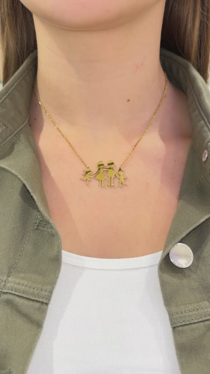 COLLANA MAMMA,PAPÀ,FIGLIA & FIGLIO ORO